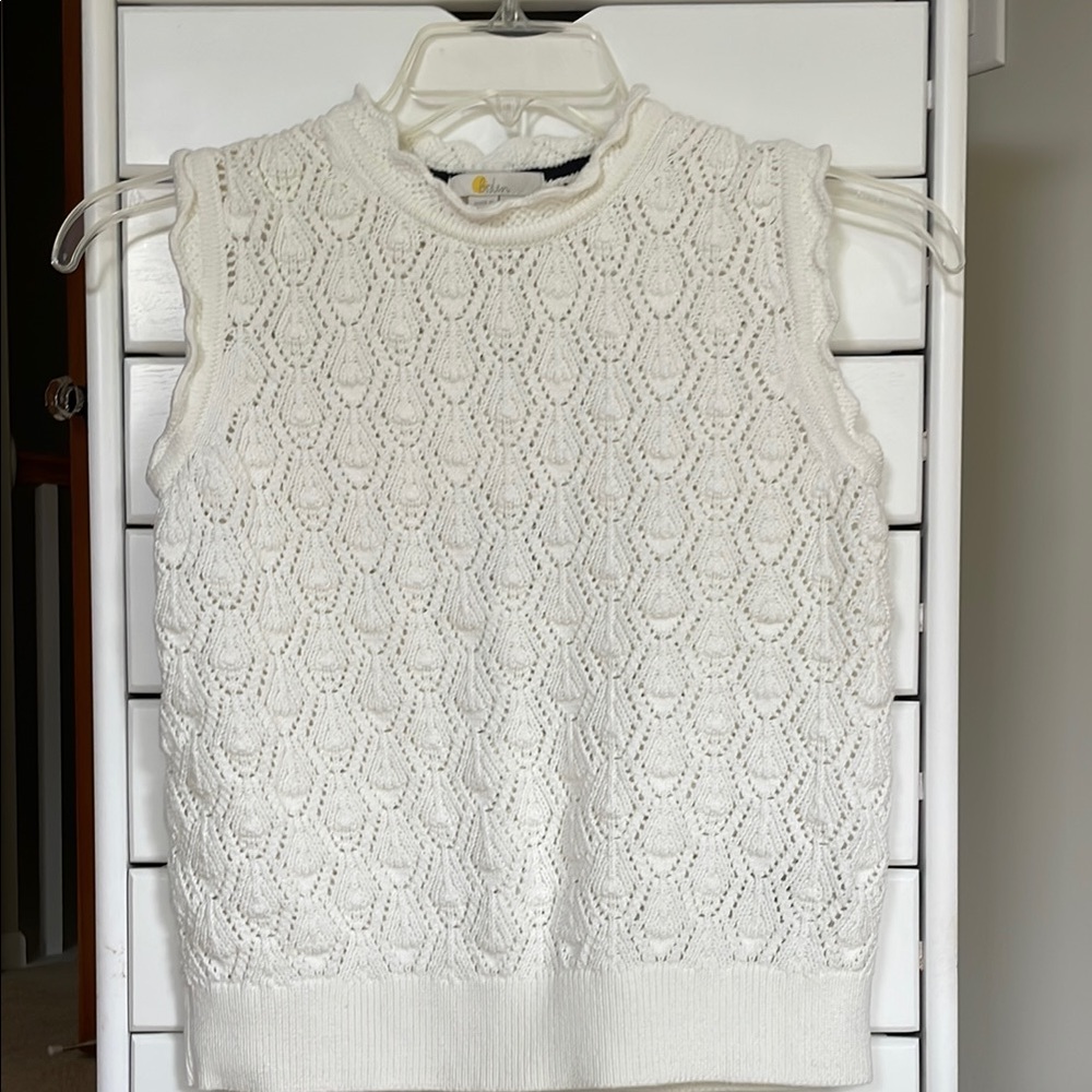Boden White Sleeveless Knit Top